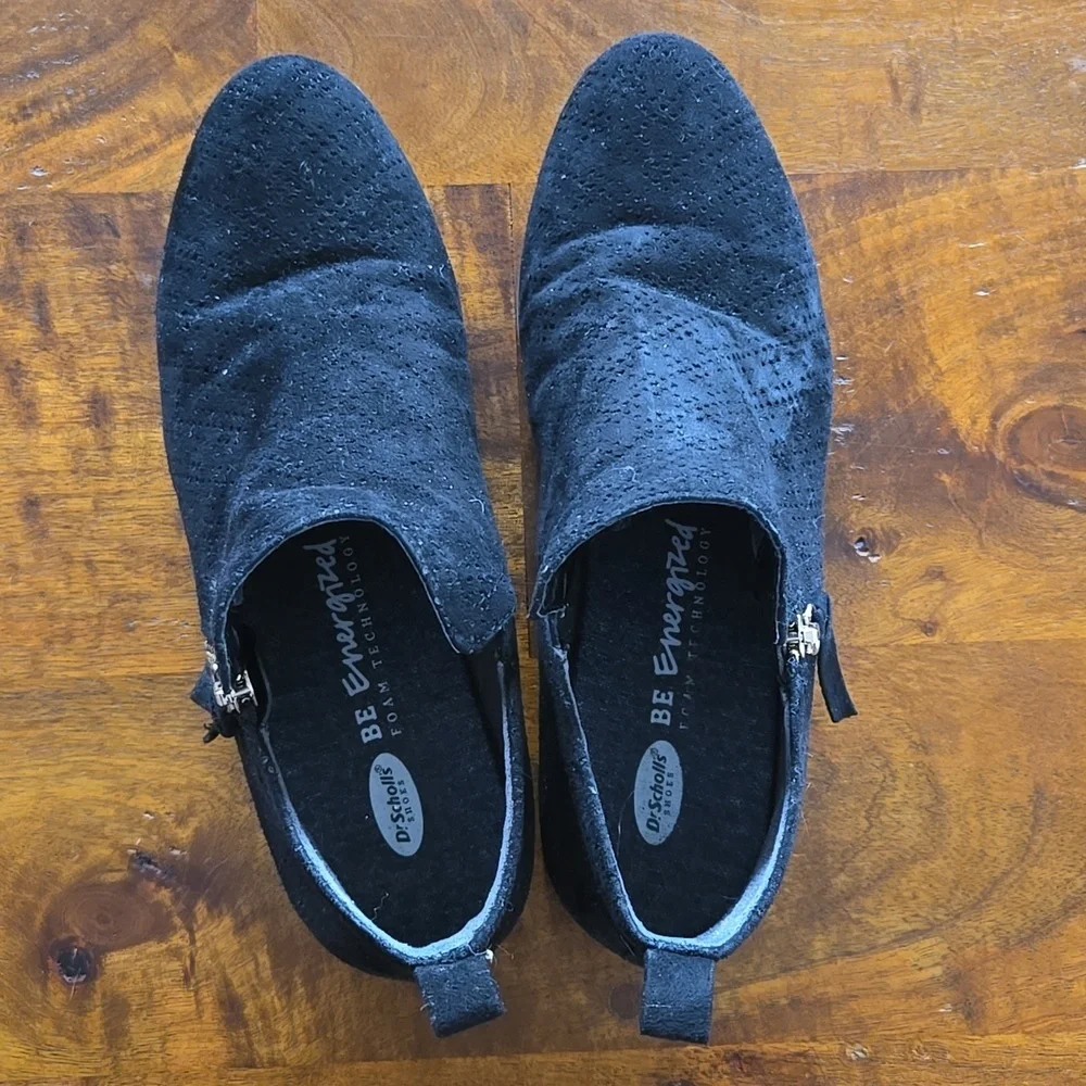 Dr. Scholl's Perforated Black Faux Suede Booties Size 8